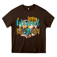 Chocolate Brown blessed memaw with sunflowers Heavy Core Tee - texasbilliewilder