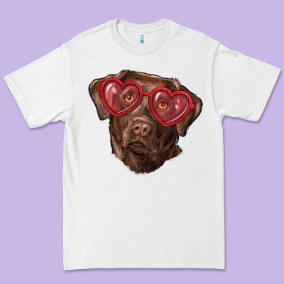 Premium Tee labrador retriever with love glass