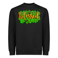 Black blessed with  shamrocks Heavyweight Sweatshirt - AdoDesignShop