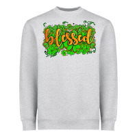 Heather Grey blessed with  shamrocks Heavyweight Sweatshirt - AdoDesignShop