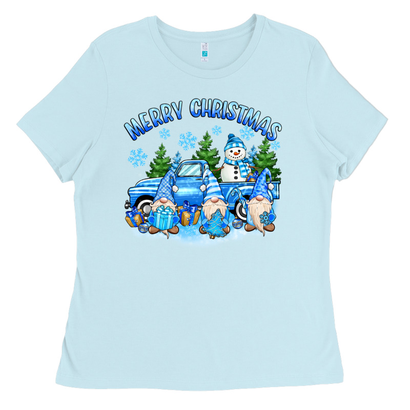 Merry Christmas Snowman Gnomes Truck Ladies Tee by MaliasSmallBusiness | Teevron