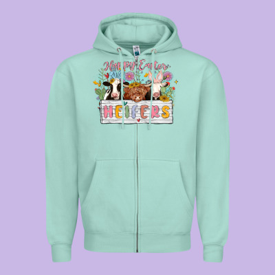 Happy Easter Heifers Zipper Hoodie Designed By Maliassmallbusiness