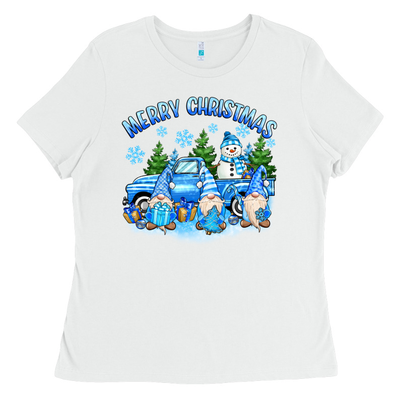 Merry Christmas Snowman Gnomes Truck Ladies Tee by MaliasSmallBusiness | Teevron