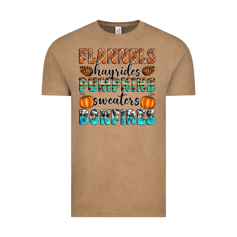 Flannels Hayrides Pumpkins Sweaters Bonfires Vintage Tee by Artiststas | Teevron
