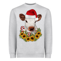 Heather Grey calf sunflower christmas Heavyweight Sweatshirt - JahusDesignShop