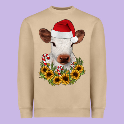 Calf Sunflower Christmas Heavyweight Sweatshirt Designed By Jahusdesignshop