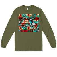 Army Green aztec leopard cowhide turquoise Long Sleeve Tee - BarkalooDesign