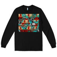 Black aztec leopard cowhide turquoise Long Sleeve Tee - BarkalooDesign