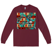 Burgundy aztec leopard cowhide turquoise Long Sleeve Tee - BarkalooDesign