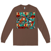 Chestnut aztec leopard cowhide turquoise Long Sleeve Tee - BarkalooDesign