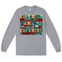 Heather Grey aztec leopard cowhide turquoise Long Sleeve Tee - BarkalooDesign