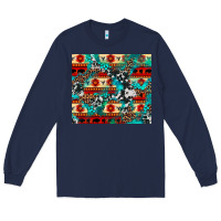 Navy aztec leopard cowhide turquoise Long Sleeve Tee - BarkalooDesign