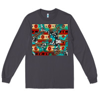 Smoke aztec leopard cowhide turquoise Long Sleeve Tee - BarkalooDesign