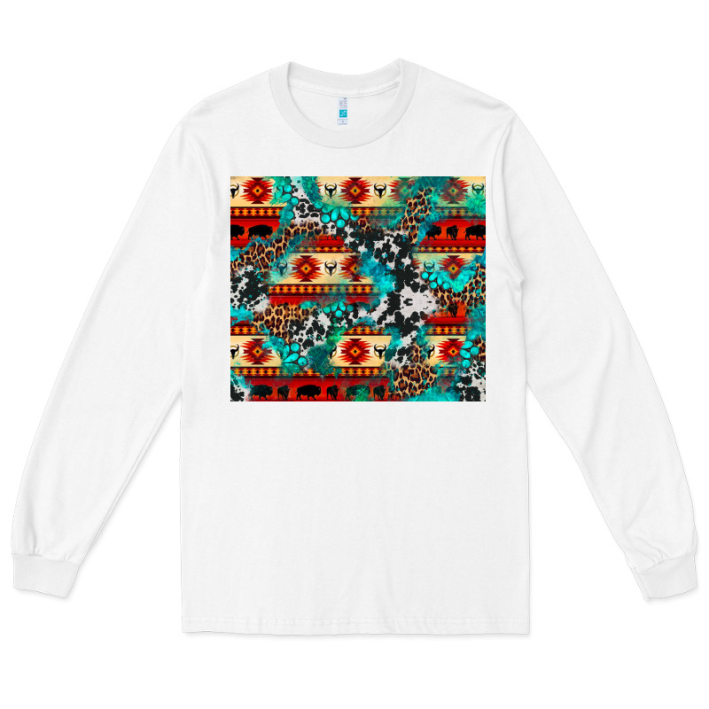 Aztec Leopard Cowhide Turquoise Long Sleeve Tee by BarkalooDesign | Teevron