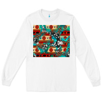 White aztec leopard cowhide turquoise Long Sleeve Tee - BarkalooDesign