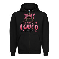 Black one loved mama messy bun Zipper Hoodie - MaliasSmallBusiness