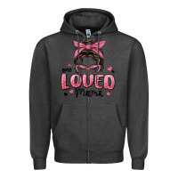 Charcoal Heather one loved mama messy bun Zipper Hoodie - MaliasSmallBusiness