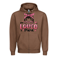 Chestnut one loved mama messy bun Zipper Hoodie - MaliasSmallBusiness