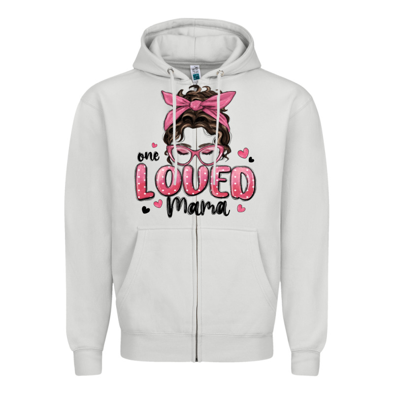 One Loved Mama Messy Bun Zipper Hoodie by MaliasSmallBusiness | Teevron