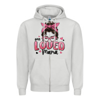 Dove Grey one loved mama messy bun Zipper Hoodie - MaliasSmallBusiness