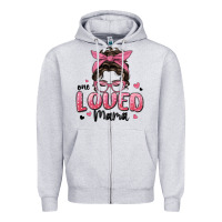 Heather Grey one loved mama messy bun Zipper Hoodie - MaliasSmallBusiness