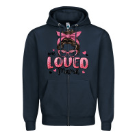 Navy one loved mama messy bun Zipper Hoodie - MaliasSmallBusiness