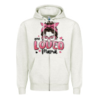 Oatmeal Heather one loved mama messy bun Zipper Hoodie - MaliasSmallBusiness