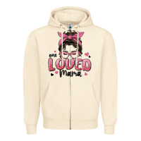 Sandshell one loved mama messy bun Zipper Hoodie - MaliasSmallBusiness