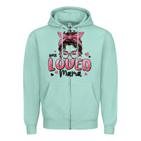 Seafoam one loved mama messy bun Zipper Hoodie - MaliasSmallBusiness