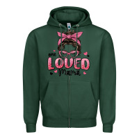 Sports Green one loved mama messy bun Zipper Hoodie - MaliasSmallBusiness
