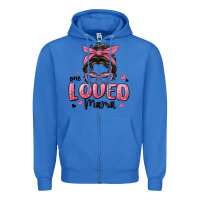 True Royal one loved mama messy bun Zipper Hoodie - MaliasSmallBusiness