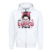 White one loved mama messy bun Zipper Hoodie - MaliasSmallBusiness