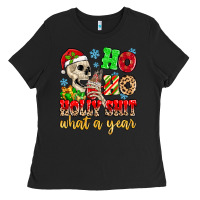 Black ho ho holy shit what a year Ladies Tee - MaliasSmallBusiness