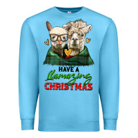 Ocean Blue have a llamazing christmas alpaca head Premium Sweatshirt - LillyAllenDesigns