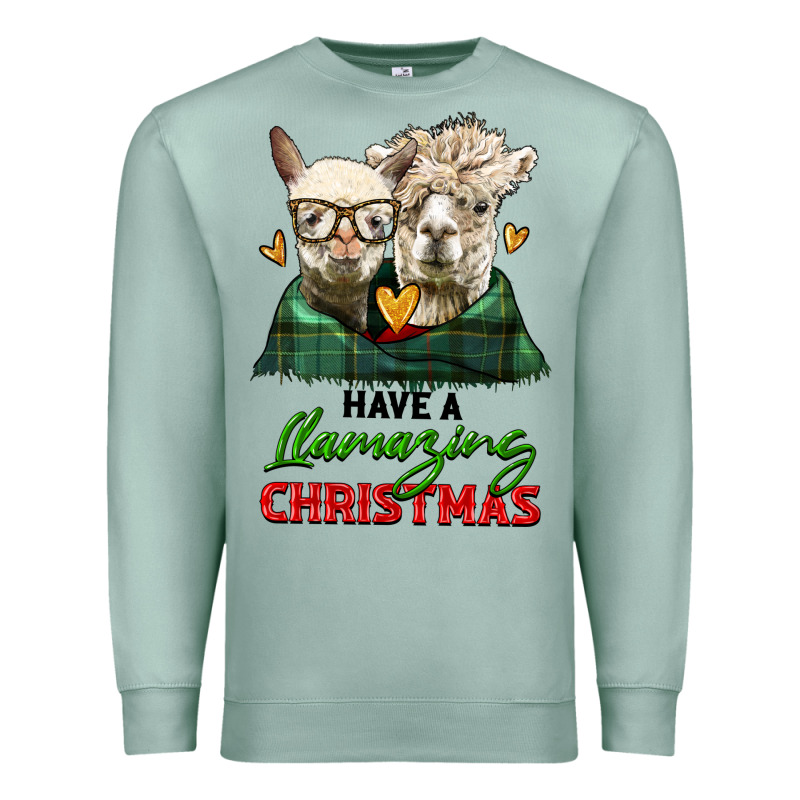 Have A Llamazing Christmas Alpaca Head Premium Sweatshirt by LillyAllenDesigns | Teevron