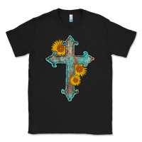 Black turquoise sunflower cross Classic Tee - AdoDesignShop