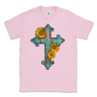Bubblegum Pink turquoise sunflower cross Classic Tee - AdoDesignShop