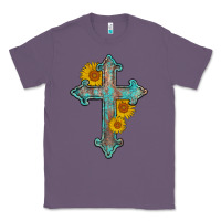 Lavender turquoise sunflower cross Classic Tee - AdoDesignShop