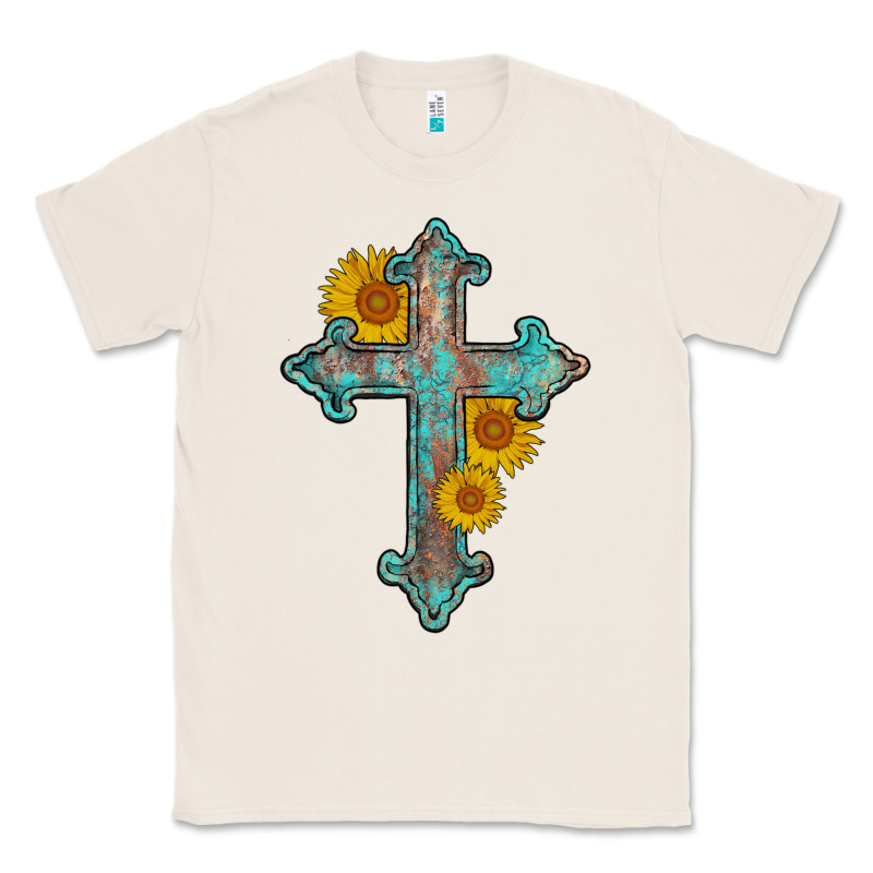 Turquoise Sunflower Cross Classic Tee by AdoDesignShop | Teevron