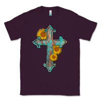 Plum turquoise sunflower cross Classic Tee - AdoDesignShop