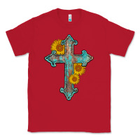 Red turquoise sunflower cross Classic Tee - AdoDesignShop