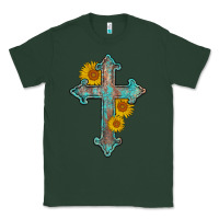 Sports Green turquoise sunflower cross Classic Tee - AdoDesignShop