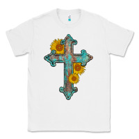 White turquoise sunflower cross Classic Tee - AdoDesignShop