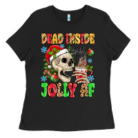 Black dead inside but jolly af Ladies Tee - MaliasSmallBusiness