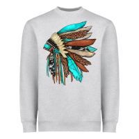 Heather Grey indian headdress Heavyweight Sweatshirt - JahusDesignShop