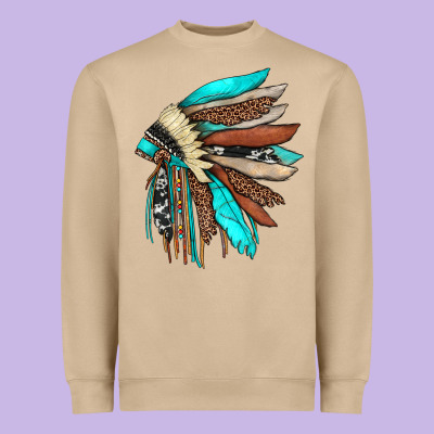 Indian Headdress Heavyweight Sweatshirt Designed By Jahusdesignshop