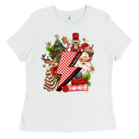 White christmas season lightning bolt Ladies Tee - MaliasSmallBusiness