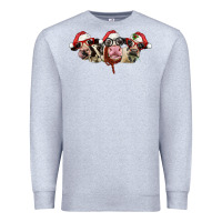 Heather Grey christmas holstein cows Premium Sweatshirt - LillyAllenDesigns