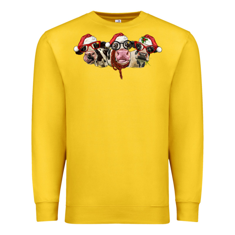 Christmas Holstein Cows Premium Sweatshirt by LillyAllenDesigns | Teevron