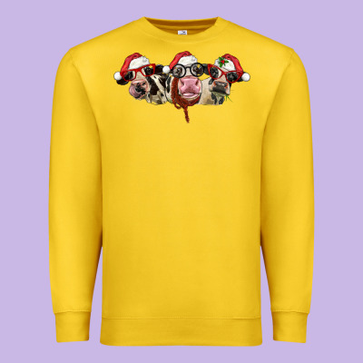 Christmas Holstein Cows Premium Sweatshirt Designed By Lillyallendesigns